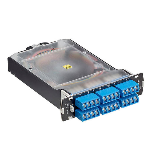 Leviton SDX Molded Splice Module 24-Fiber OS2 Quad LC Shuttered Blue (SPLCS-4LL)