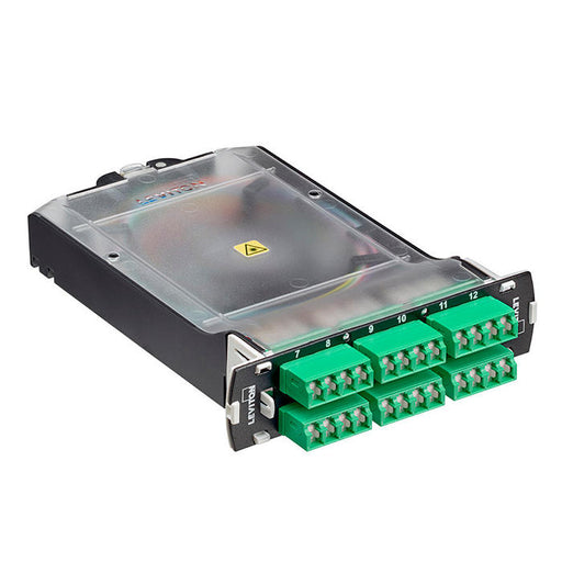 Leviton SDX Molded Splice Module 24-Fiber OS2 Quad LC/APC Shuttered Green (SPLCS-4VL)