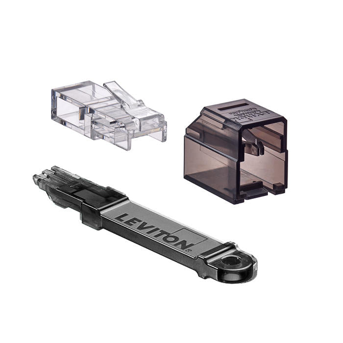 Leviton Secure RJ Kit Black Transparent - Pack of 24 Housings/24 Plugs And 1 Color Matched Extraction Tool (SRJHU-B)