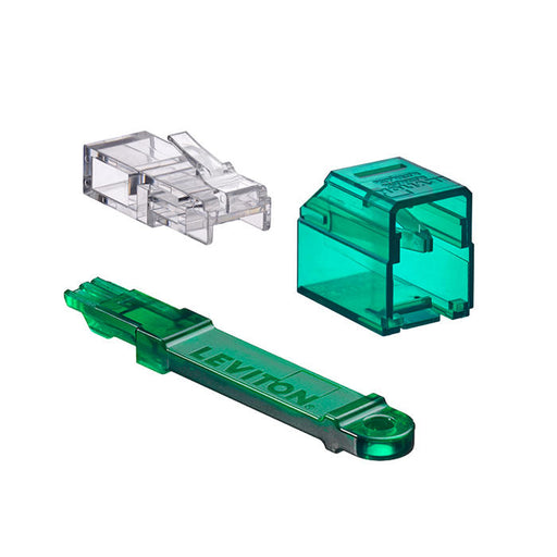 Leviton Secure RJ Kit Green Transparent - Pack of 24 Housings/24 Plugs And 1 Color Matched Extraction Tool (SRJHU-G)