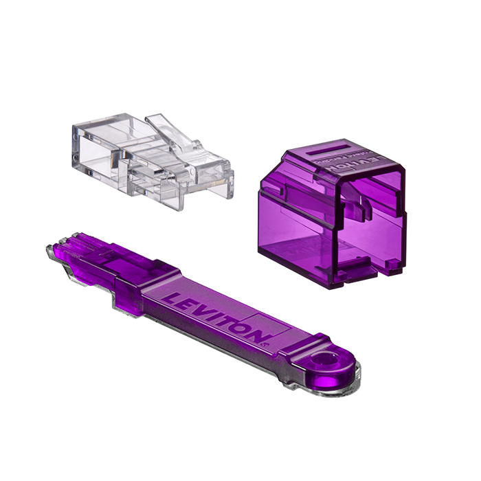 Leviton Secure RJ Kit Purple Transparent - Pack of 24 Housings/24 Plugs And 1 Color Matched Extraction Tool (SRJHU-P)
