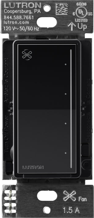 Lutron Sunnata Touch Fan Control 4-Speed 1.5A Paddle Fan AC Motor Single Pole Neutral Required 120V Black (ST-FSQ-N-BL)