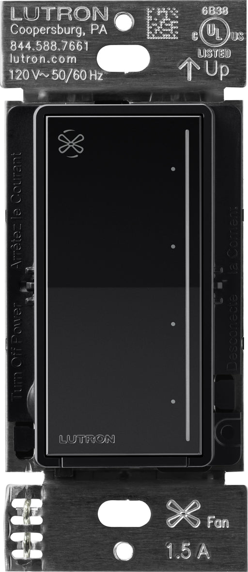 Lutron Sunnata Touch Fan Control 4-Speed 1.5A Paddle Fan AC Motor Single Pole Neutral Required 120V Black (ST-FSQ-N-BL)