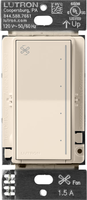 Lutron Sunnata Touch Fan Control 4-Speed 1.5A Paddle Fan AC Motor Single Pole Neutral Required 120V Light Almond (ST-FSQ-N-LA)