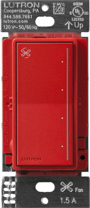 Lutron Sunnata Touch Fan Control 4-Speed 1.5A Paddle Fan AC Motor Single Pole Neutral Required 120V Signal Red (ST-FSQ-N-SR)