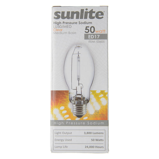 Sunlite LU50/MED HID 2100K 50W 3600Lm Ellipsoidal Dimple ED17 Medium E26 Non-Dimmable (03605-SU)