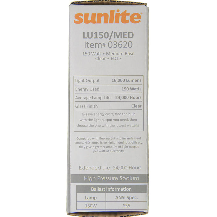 Sunlite LU150/MED HID 2100K 150W 15000Lm Ellipsoidal Dimple ED17 Medium E26 Non-Dimmable (03620-SU)