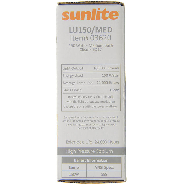 Sunlite LU150/MED HID 2100K 150W 15000Lm Ellipsoidal Dimple ED17 Medium E26 Non-Dimmable (03620-SU)