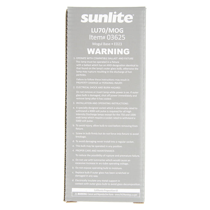 Sunlite LU70/MOG HID 2100K 70W 6300Lm Ellipsoidal Dimple ED23 Mogul (E29) Non-Dimmable (03625-SU)