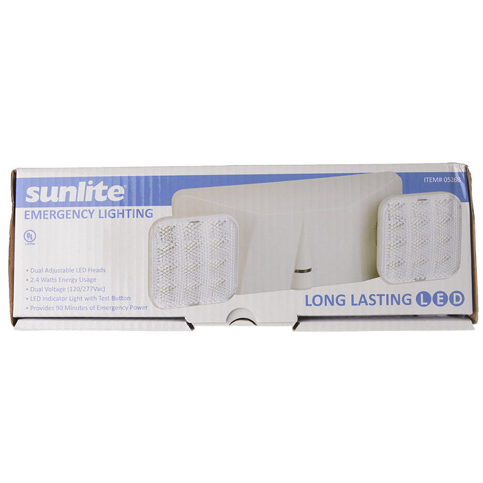 Sunlite LED Exit Fixture Dual Head Emergency Light 2.4W 180Lm 6500K 120/277V 70 CRI Wall Mount (05268-SU)