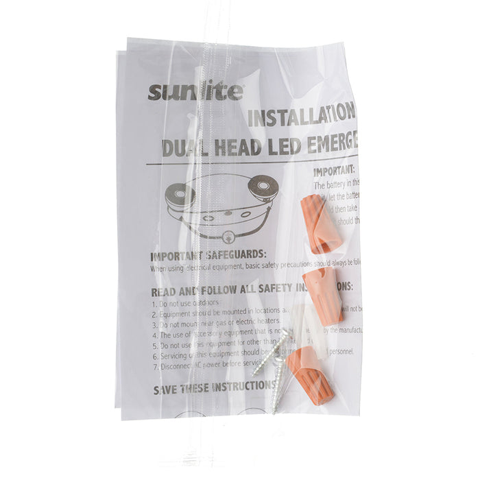 Sunlite LED Exit Fixture Compact Size Dual Head Emergency Light 2W 200Lm 6500K 120/277V 70 CRI Wall Mount (05269-SU)