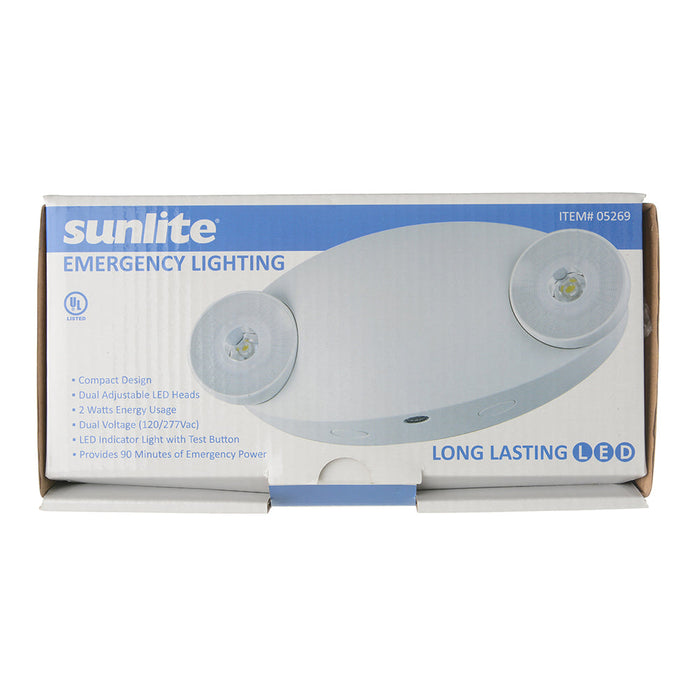 Sunlite LED Exit Fixture Compact Size Dual Head Emergency Light 2W 200Lm 6500K 120/277V 70 CRI Wall Mount (05269-SU)