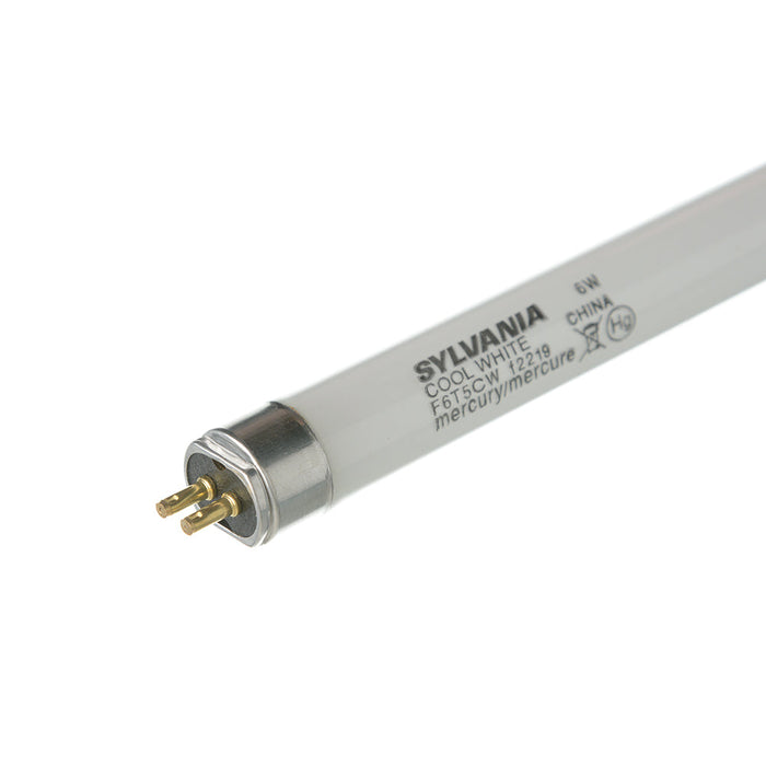 Sylvania F6T5/CW 25/CS 6W Preheat Fluorescent Lamp Cool White Phosphor 4200K 60 CRI 7500 Average Rated Life At 3 Hours/Start (21365)