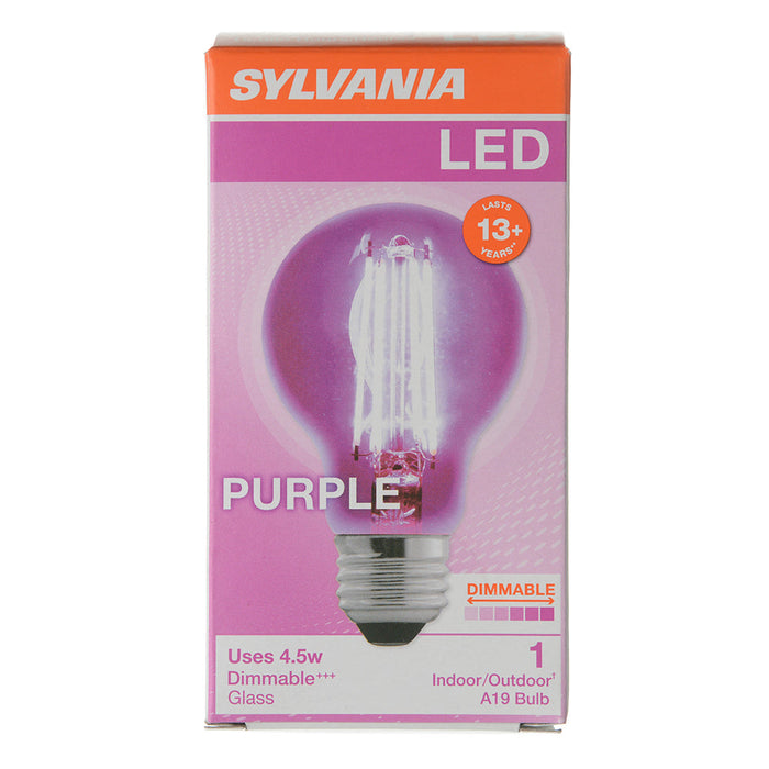 Sylvania LED4.5A19/DIM/PURPLE/GL/RP LED A19 4.5W Dimmable 15000 Life Purple Finish (40305)