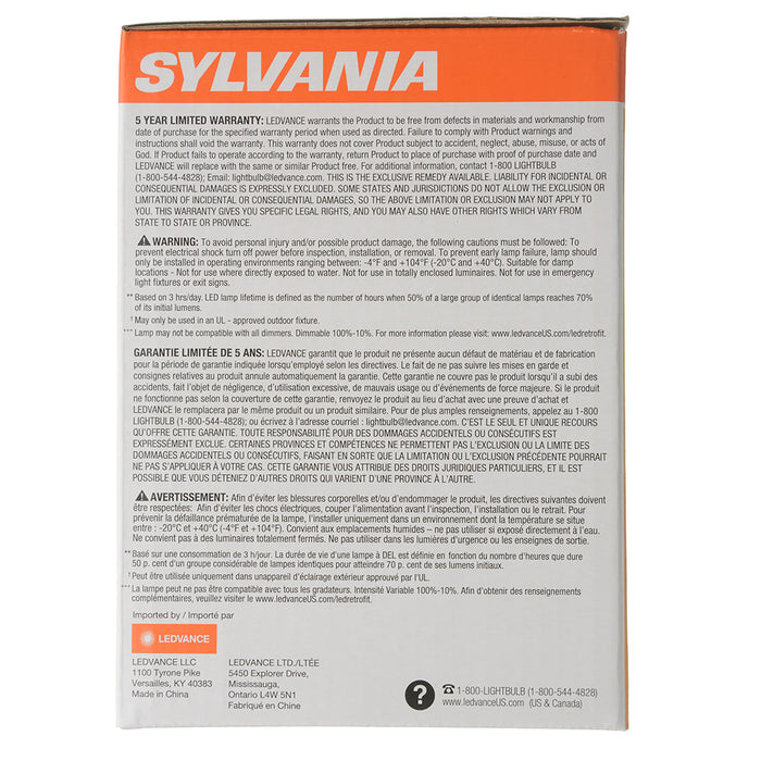 Sylvania LED12BR40DIMHO827G6RP 13W LED BR40 Dimmable 80 CRI 1100Lm 2700K 25000 Hours Medium E26 Base (40458)