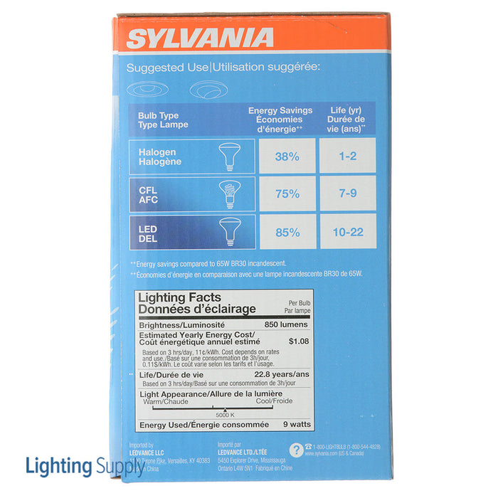 Sylvania LED9BR30DIMHO850G6RP 9W LED BR30 Dimmable 80 CRI 850Lm 5000K 25000 Hours Medium E26 Base (40461)