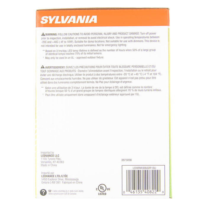 Sylvania LED9PAR38BUGRP 9W LED PAR38 Bug Light 5000 Hours Medium Base (40822)