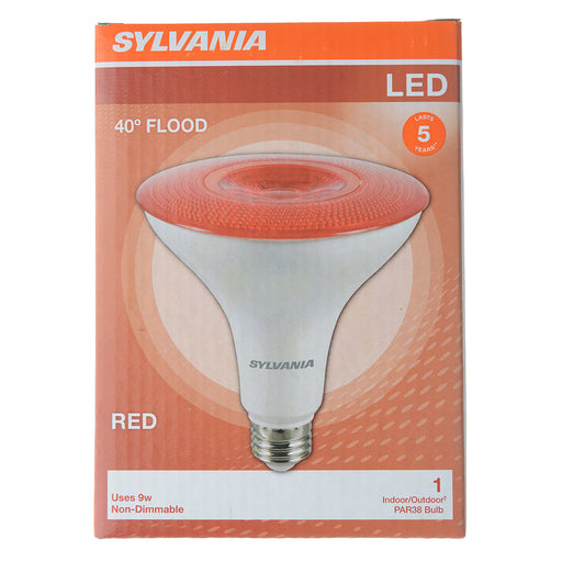 Sylvania LED9PAR38REDRP 9W LED Colored PAR38 120V 5000 Hours Medium E26 Base Red (40828)