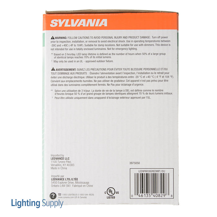 Sylvania LED9PAR38GREENRP 9W LED Colored PAR38 120V 5000 Hours Medium E26 Base Green (40829)