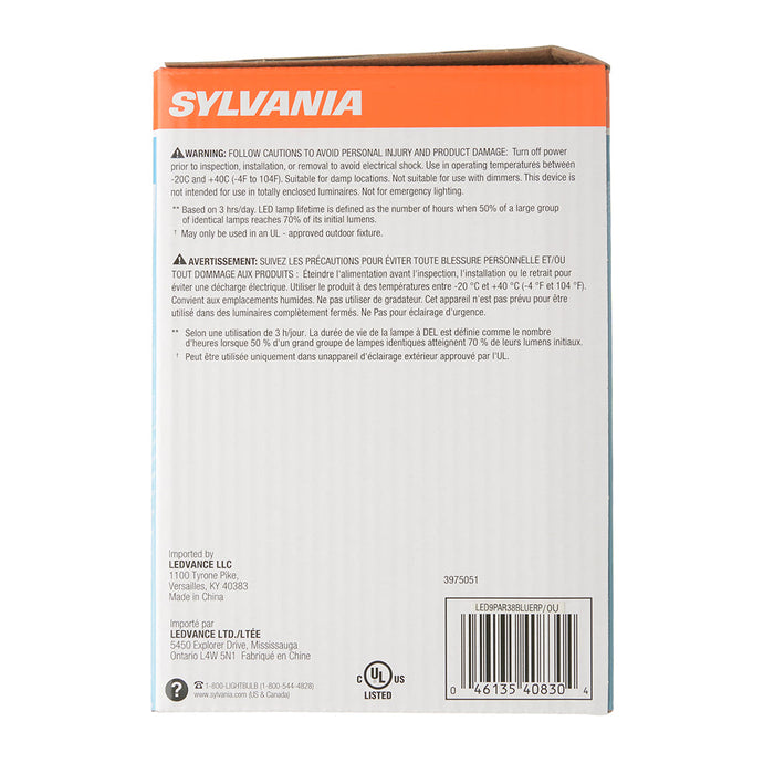Sylvania LED9PAR38BLUERP 9W LED Colored PAR38 120V 5000 Hours Medium E26 Base Blue (40830)