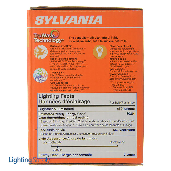 Sylvania LED7.5BR30DIM930TLRP2 LED Natural Truwave BR30 7W Dimmable 90 CRI 650Lm 3000K 15000 Hours Medium Base Frosted Finish 2 Pack/Priced Per Each (40831)