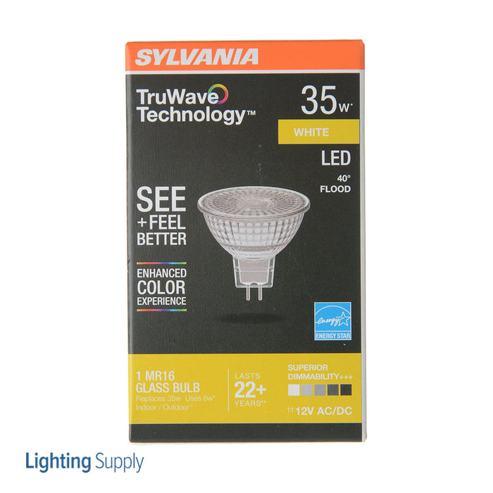 Sylvania LED6MR16DIM930TLFL40GLRP LED Natural TruWave MR16 6W Dimmable 90 CRI 450Lm 3000K GU5.3 Base 25000 Hours (40928)