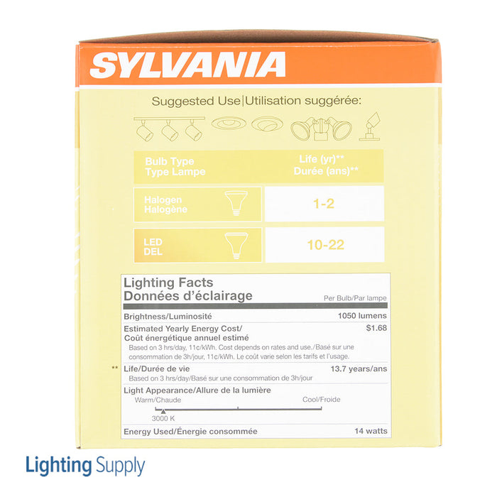 Sylvania LED14PAR38DIM830NFL2513YGLWRP LED PAR38 14W Dimmable 82 CRI 1050Lm 3000K 15000 Hours (41057)