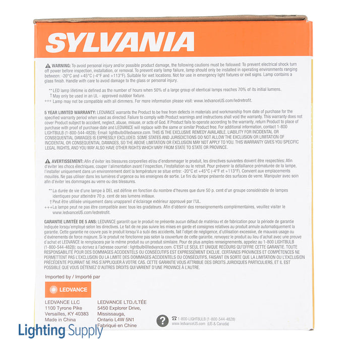 Sylvania LED15PAR38DIM830FL4013YGLWRP 15W LED PAR38 Dimmable 82 CRI 1300Lm 3000K 15000 Hours 40 Degree Beam Angle (41060)
