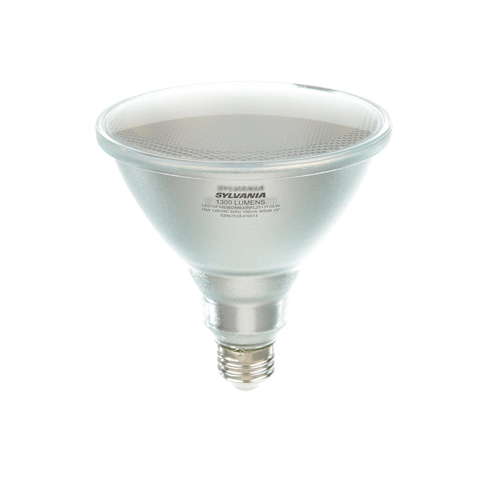 Sylvania LED15PAR38DIM830NFL2513YGLWRP 15W LED PAR38 Dimmable 82 CRI 1300Lm 3000K 15000 Hours 25 Degree Beam Angle (41061)