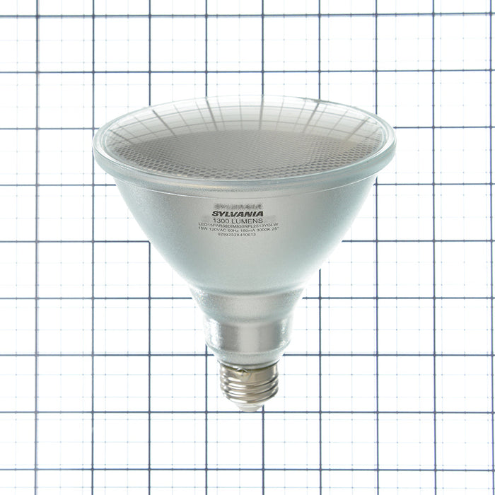 Sylvania LED15PAR38DIM830NFL2513YGLWRP 15W LED PAR38 Dimmable 82 CRI 1300Lm 3000K 15000 Hours 25 Degree Beam Angle (41061)