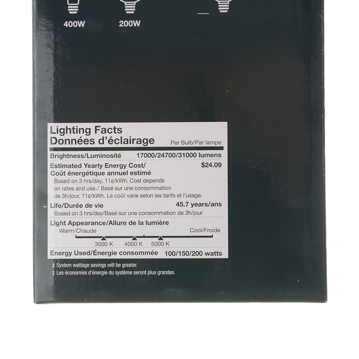 Sylvania HIDr1AS200UNV8SC2MOG Performance Class HID Replacement Mogul EX39 120-277V Wattage/CCT Selectable 200W/150W/100W 3000K/4000K/5000K 4Kv Surge Suppression (42003)