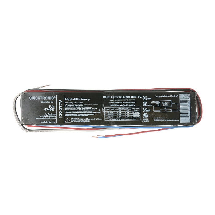 Sylvania QHE 1x32T8/UNV ISN-SC-B 1-Lamp 32W T8 High Efficiency Instant Start Electronic Ballast Universal Voltage Normal Ballast Factor Banded (49968)