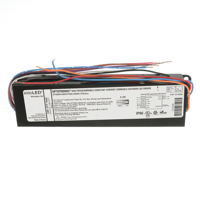 Sylvania OTI95WUNV2750C2DIMP6AUX Optotronic Programmable Constant Current Industrial Dimmable LED Driver 120-277V 95W 700-2750mA Programmable (57510)