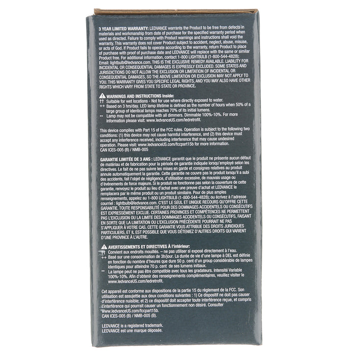 Sylvania RT41A600ST927SMWHE26 Value Class LED Downlight For 4 Inch Can 600Lm 120V 90 CRI 2700K Smooth Finish E26 Adaptor Wet Rated With Plastic Housing (62858)