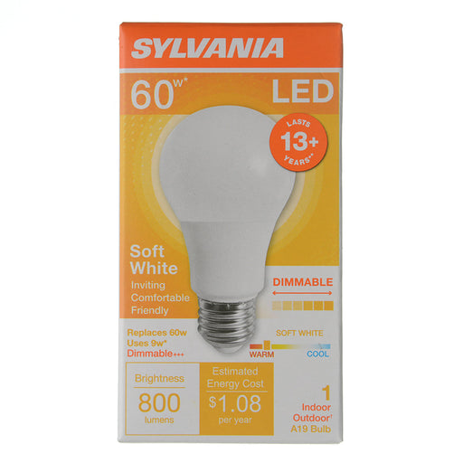 Sylvania LED9A19DIMO827URP LED A19 9W Dimmable 80 CRI 800Lm 2700K 15000 Life (74687)