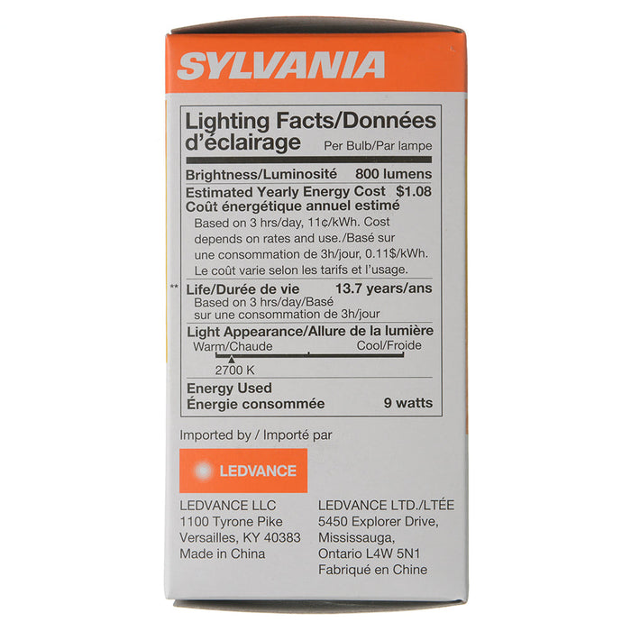 Sylvania LED9A19DIMO827URP LED A19 9W Dimmable 80 CRI 800Lm 2700K 15000 Life (74687)