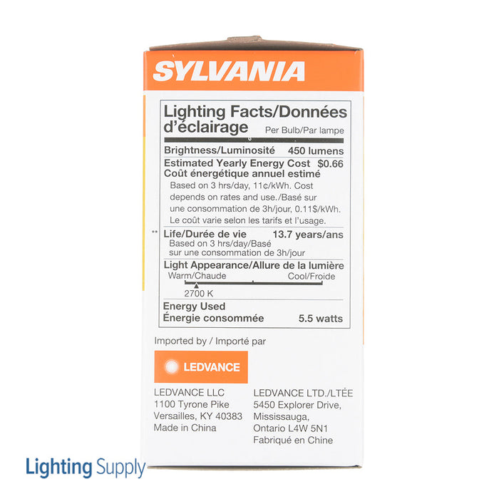 Sylvania LED5.5A19DIMO827URP LED A19 5.5W Dimmable 80 CRI 450Lm 2700K 15000 Life (74688)
