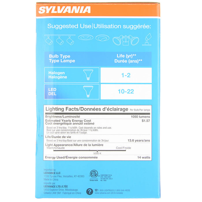 Sylvania LED14PAR38DIM850FL4013YGLWRP LED PAR38 13W Dimmable 82 CRI 1050Lm 5000K 15000 Life E26 Medium Base (74948)