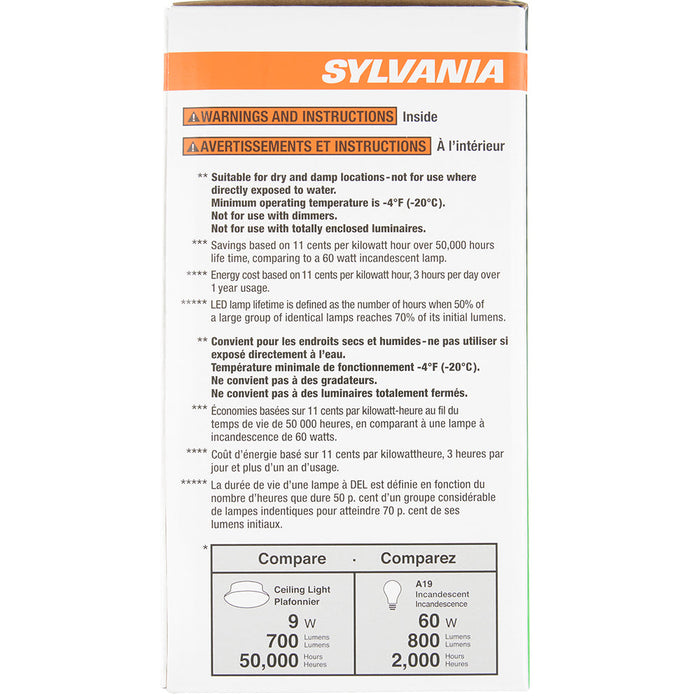 Sylvania LED/700/CL/840/RP 9W 700Lm 4000K 120V Medium Base Retrofit Ceiling Light For Installation Into Existing Porcelain Socket Not Dimmable (75081)