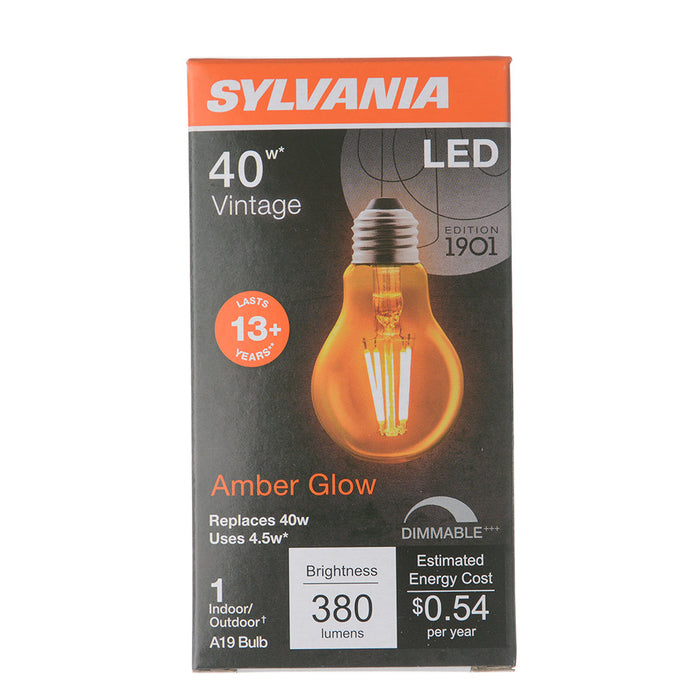 Sylvania LED4.5A19DIM822VING3RP LED A19 4.5W Dimmable 80 CRI 380Lm 2175K 15000 Life Amber Finish 2200K (75347)