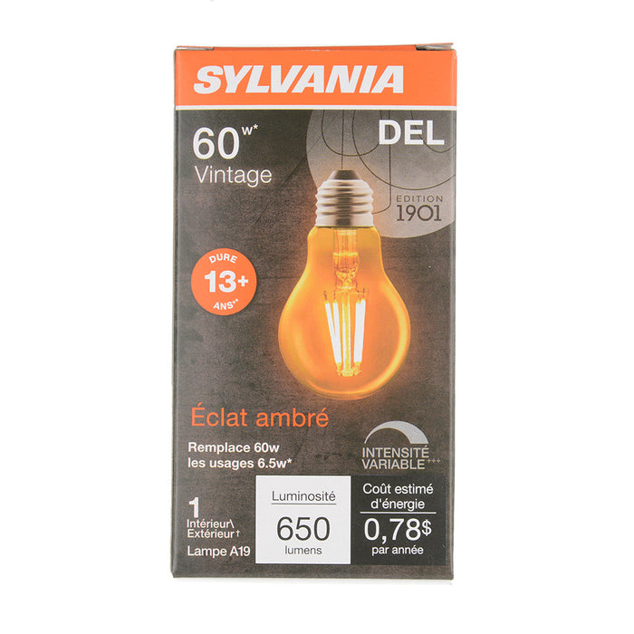 Sylvania LED6.5A19DIM822VING3RP LED A19 6.5W Dimmable 80 CRI 650Lm 2175K 15000 Life Amber Finish (75349)