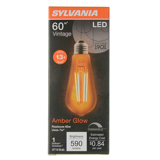 Sylvania LED7ST19/DIM/822/VIN/G2/RP LED ST19 6.5W Dimmable 80 CRI 590Lm 2175K 15000 Life (75353)