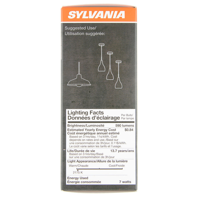 Sylvania LED7ST19/DIM/822/VIN/G2/RP LED ST19 6.5W Dimmable 80 CRI 590Lm 2175K 15000 Life (75353)