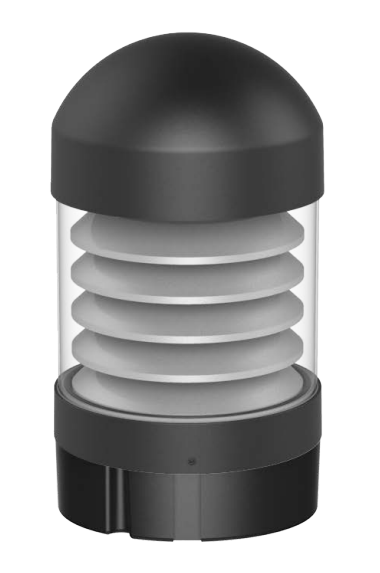 MORRIS Round LED Bollard Louvered Dome Top Wattage/CCT Selectable 14W/19W/24W 3000K/4000K/5000K 120-277V Black (72332A)