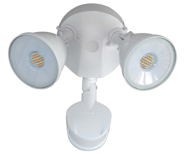MORRIS LED Round 2-Head Security Light With Motion Sensor 24W CCT Selectable 3000K/4000K/5000K 120V Triac Dimming White (72563B)