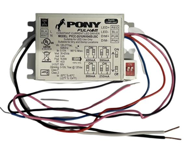 Fulham Pony Selectable Constant Current LED Driver 40W 850Ma/900Ma/950Ma/1000Ma 0-10V And Phase At 120V Dimming (PYCC-2U1UNV100S-40C)