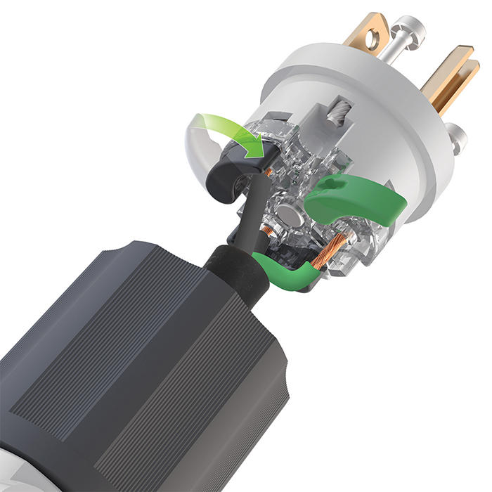 Leviton Black And White Lever Edge 20A 125V Straight Blade Plug 2-Pole 3-Wire NEMA 6-20P Grounding Industrial Grade (5466E)