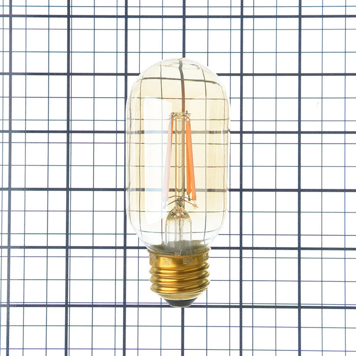 Feit Electric 4W [40W Equivalent] T14 E26 Base Dimmable Straight Filament Amber Glass Vintage Edison LED Light Bulb Soft White (T14/VG/LED)