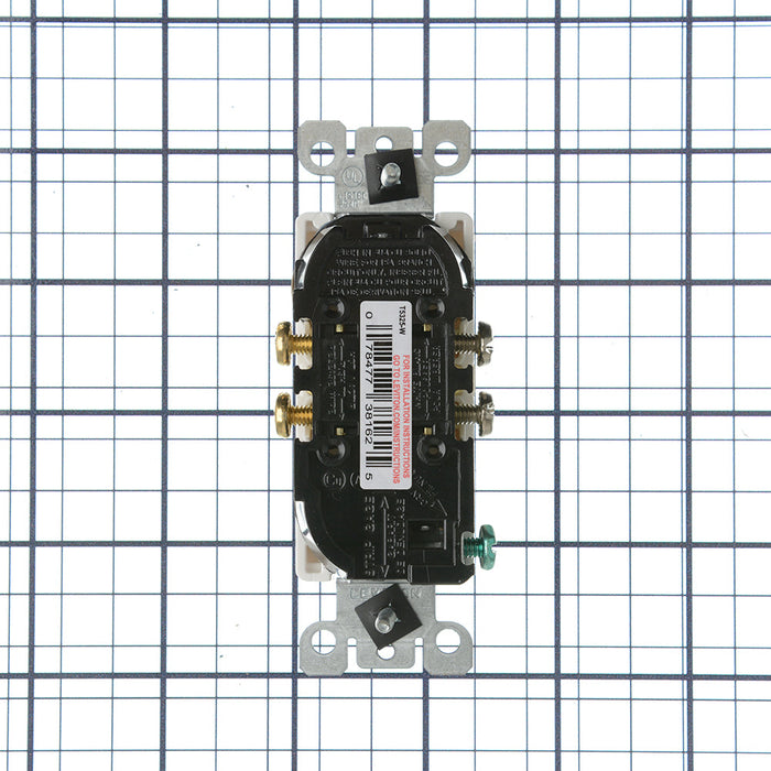 Leviton 15 Amp 125V NEMA 5-15R Pole 2 3-Wire Tamper-Resistant Decora Duplex Receptacle/Outlet QuickWire Push-In And Side-Wired White (T5325-W)