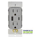 Leviton 60W USB Dual Type A/C Power Delivery Wall Outlet Charger With 15A Tamper-Resistant Outlet Gray (T5634-G)